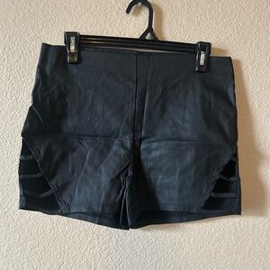 Charlotte Russe Black High-Waist Bike Shorts with Side Strap Details